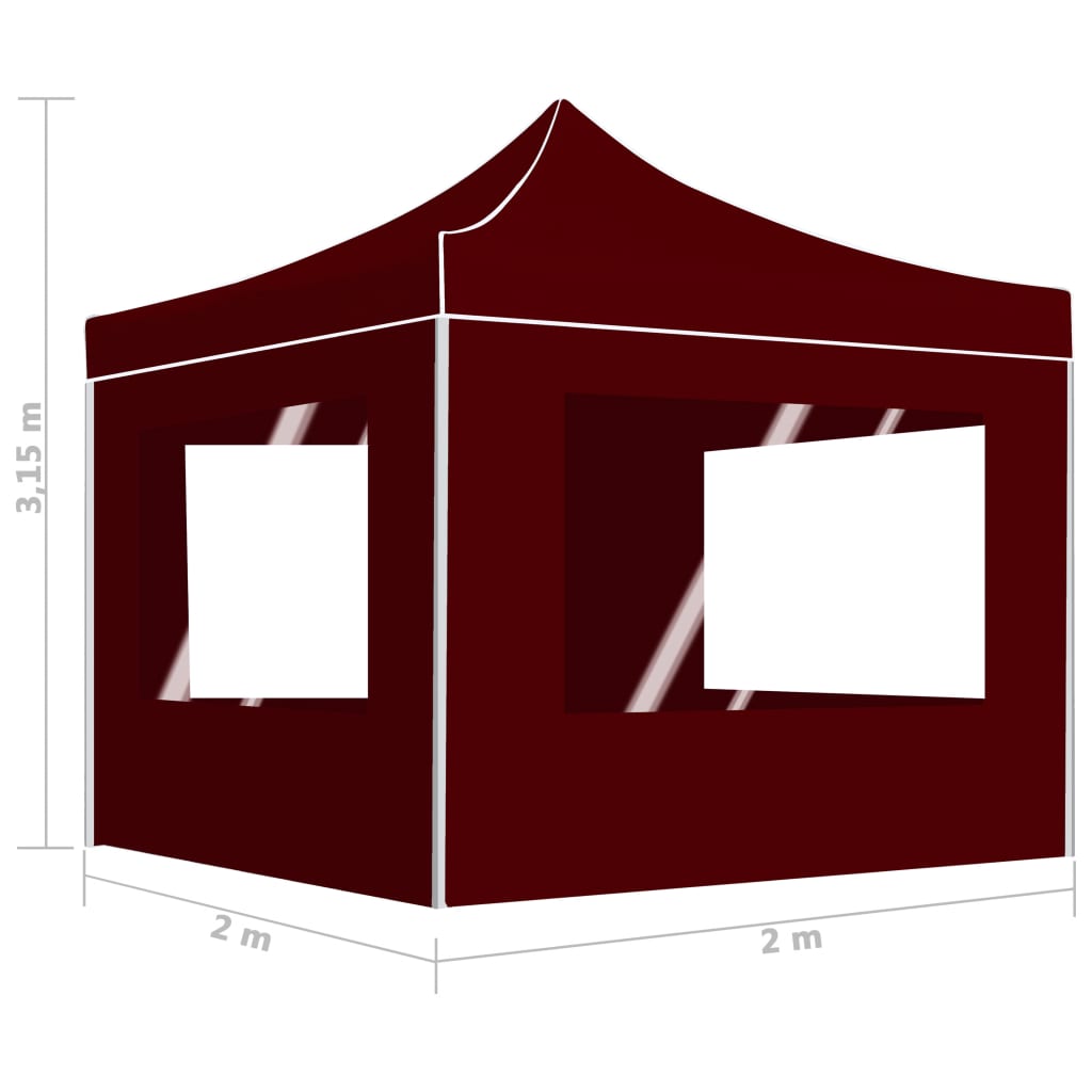 Professional Folding Party Tent with Walls Aluminium 2x2 m Bordeaux
