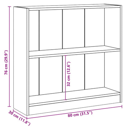 Bookshelf Black 80x24x75 cm Engineered Wood