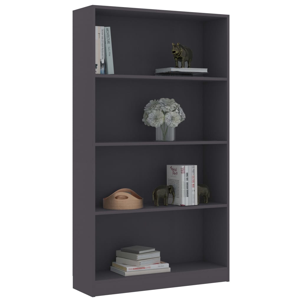 4-Tier Book Cabinet Grey 80x24x142 cm Engineered Wood