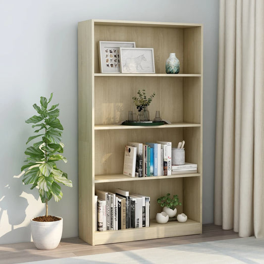 4-Tier Book Cabinet Sonoma Oak 80x24x142 cm Engineered Wood