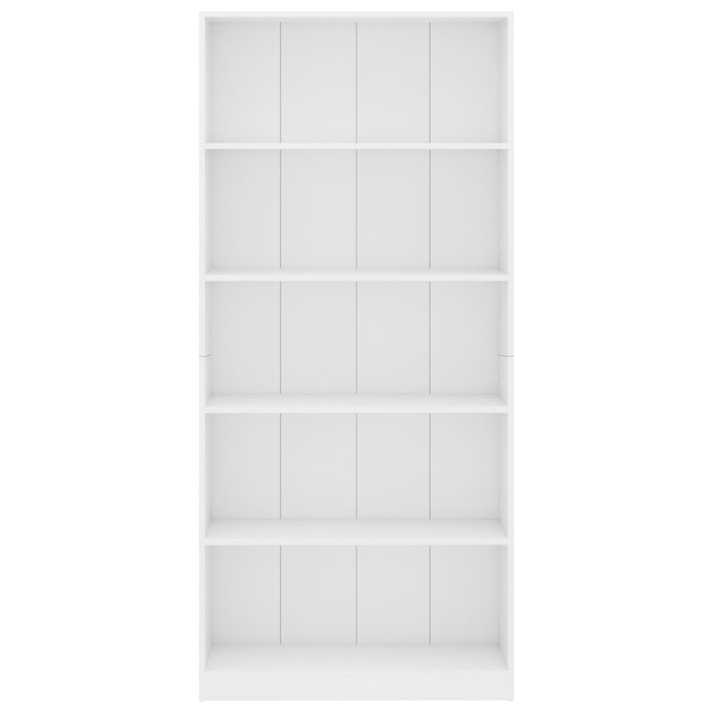 5-Tier Book Cabinet White 80x24x175 cm Engineered Wood