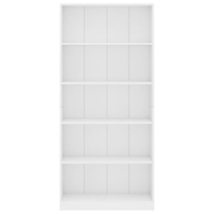 5-Tier Book Cabinet White 80x24x175 cm Engineered Wood