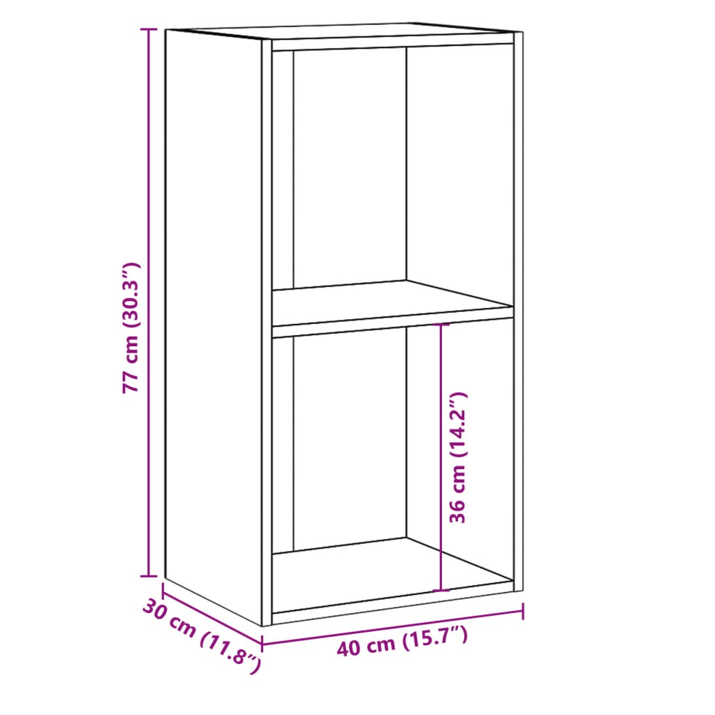 2-Tier Book Cabinet Sonoma Oak 40x30x76.5 cm Engineered Wood