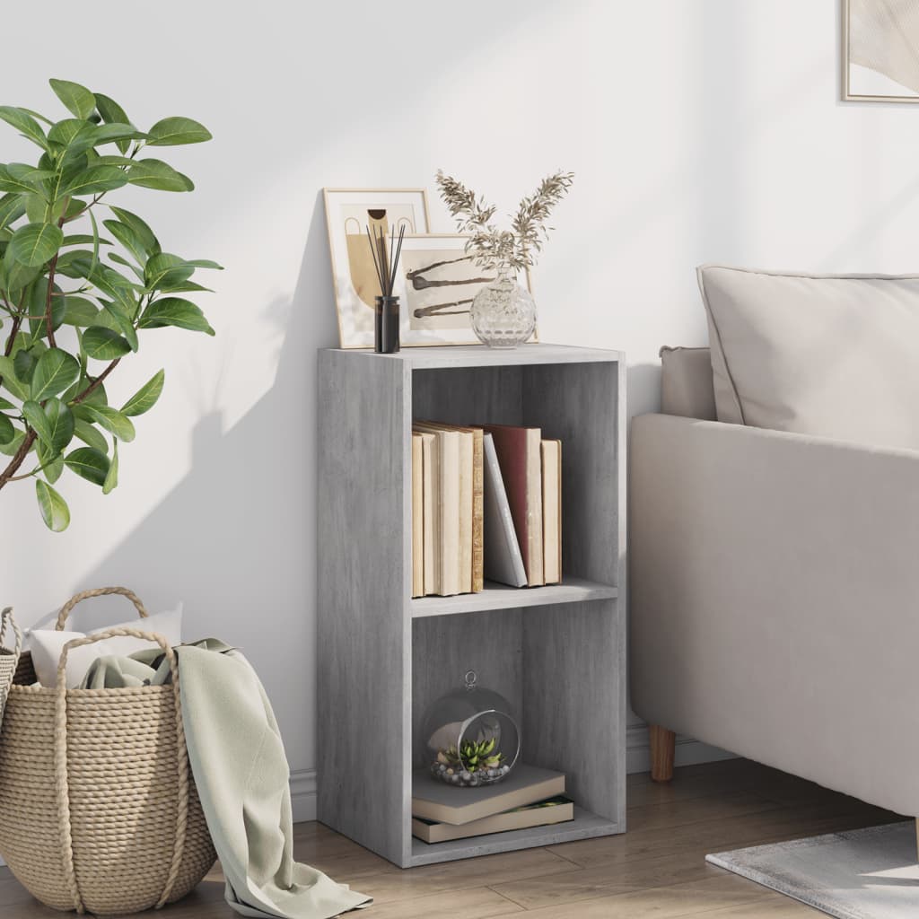 2-Tier Book Cabinet Concrete Grey 40x30x76.5 cm Engineered Wood