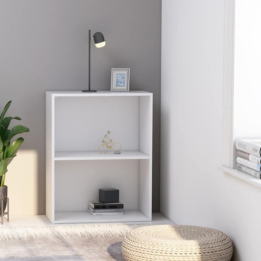 2-Tier Book Cabinet White 60x30x76.5 cm Engineered Wood