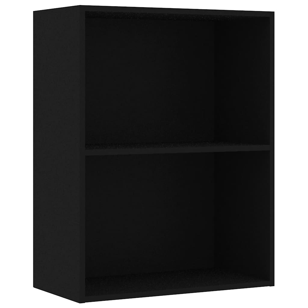 2-Tier Book Cabinet Black 60x30x76.5 cm Engineered Wood