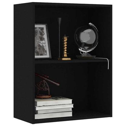 2-Tier Book Cabinet Black 60x30x76.5 cm Engineered Wood