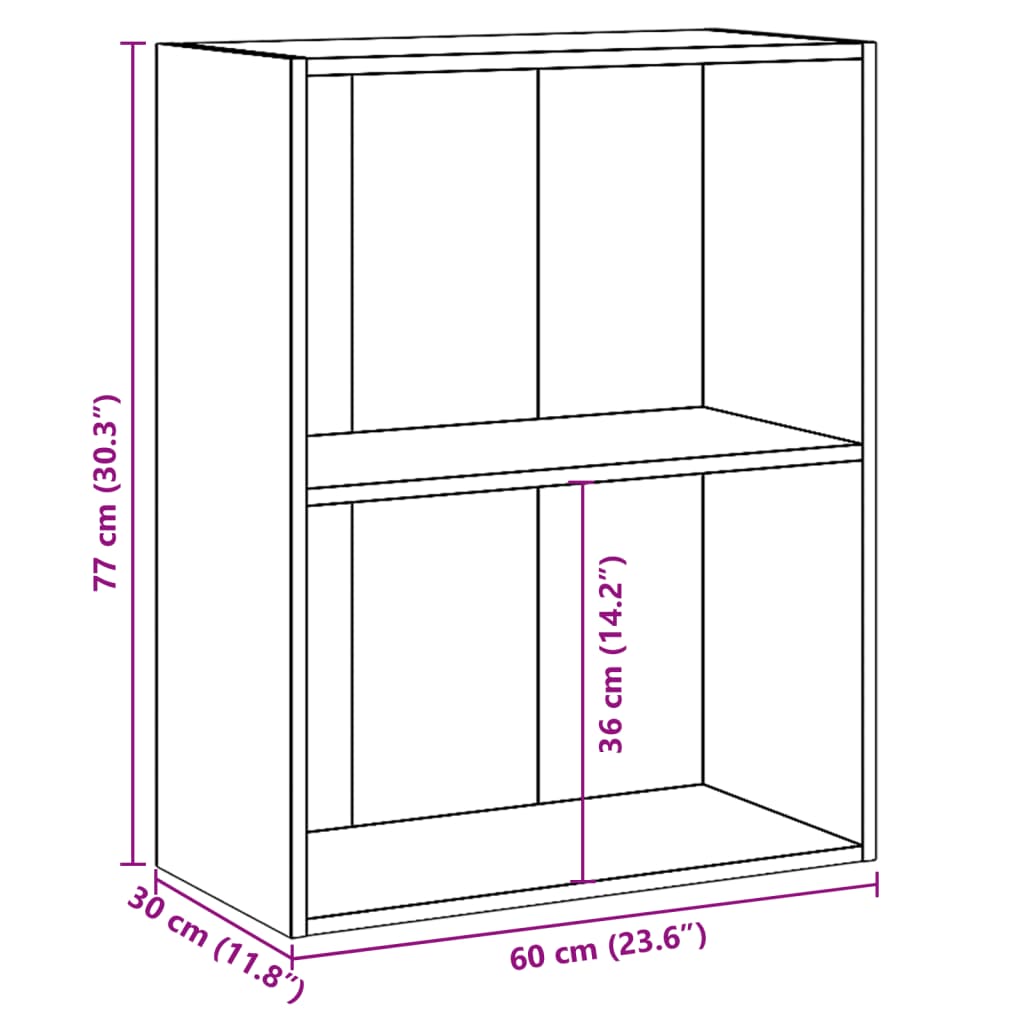 2-Tier Book Cabinet Sonoma Oak 60x30x76.5 cm Engineered Wood