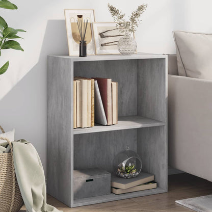 2-Tier Book Cabinet Concrete Grey 60x30x76.5 cm Engineered Wood