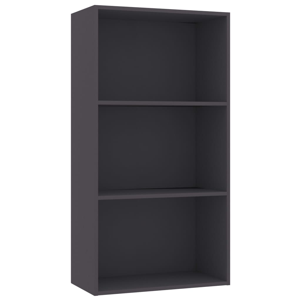 3-Tier Book Cabinet Grey 60x30x114 cm Engineered Wood