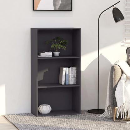 3-Tier Book Cabinet Grey 60x30x114 cm Engineered Wood