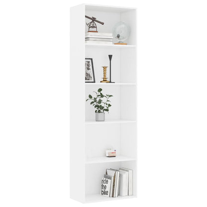 5-Tier Book Cabinet White 60x30x189 cm Engineered Wood