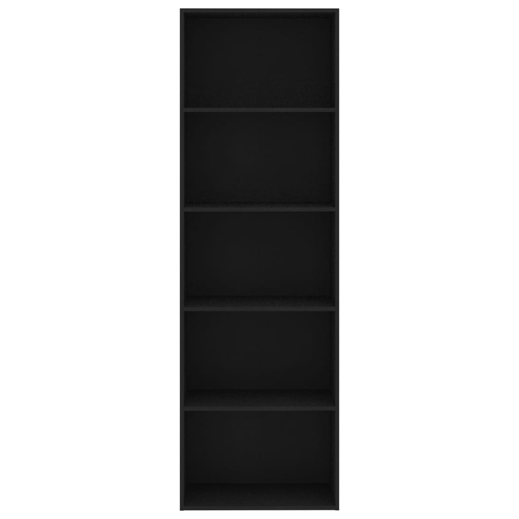 5-Tier Book Cabinet Black 60x30x189 cm Engineered Wood