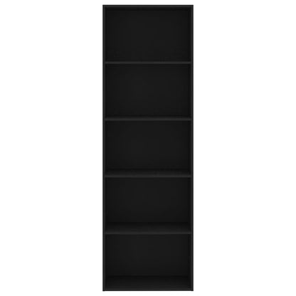 5-Tier Book Cabinet Black 60x30x189 cm Engineered Wood