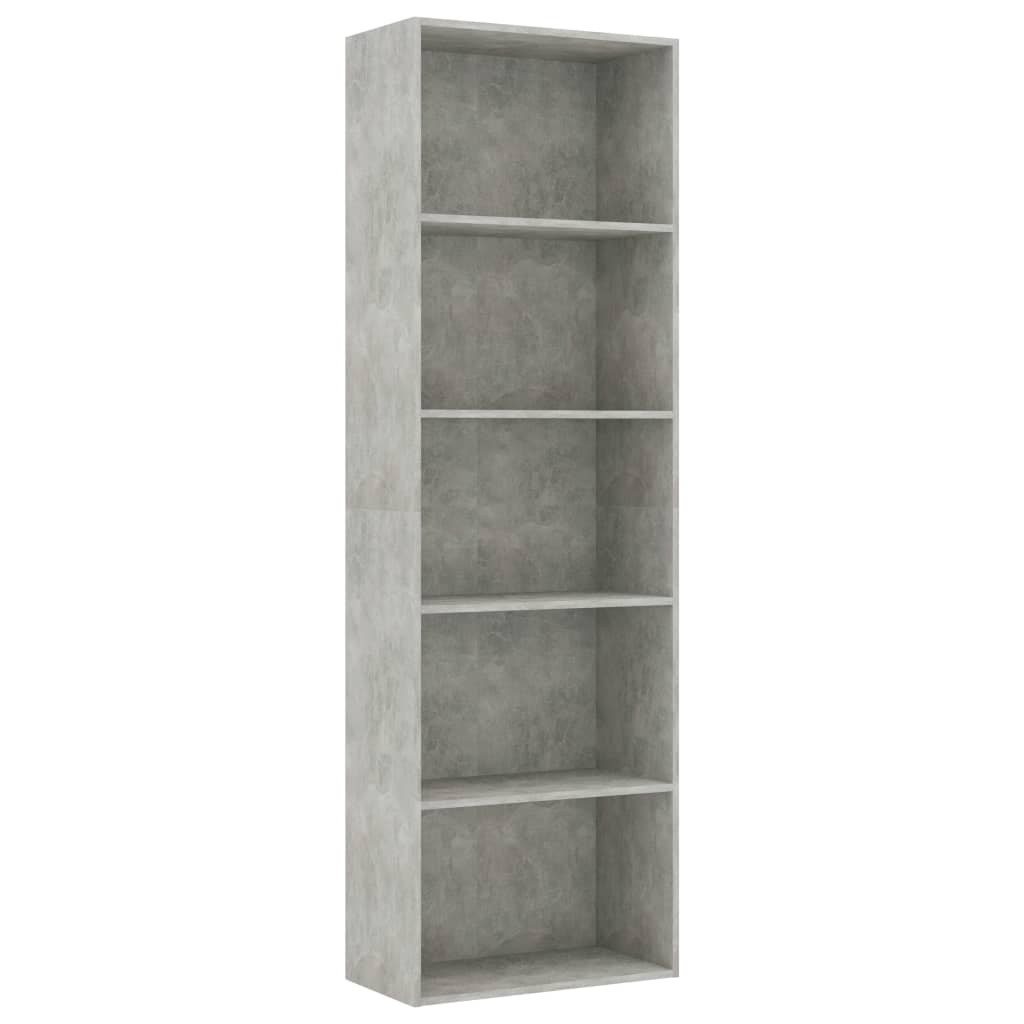 5-Tier Book Cabinet Concrete Grey 60x30x189 cm Engineered Wood