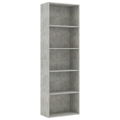 5-Tier Book Cabinet Concrete Grey 60x30x189 cm Engineered Wood