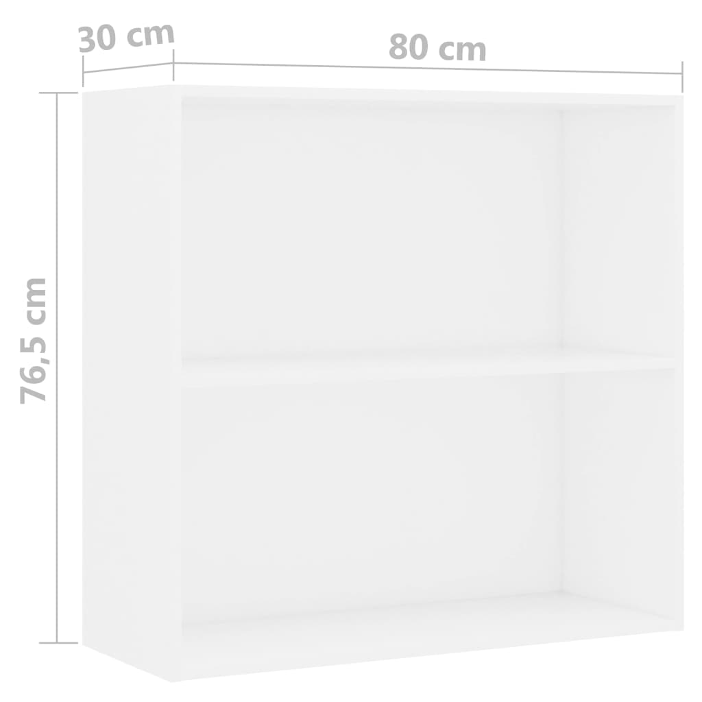 2-Tier Book Cabinet White 80x30x76.5 cm Engineered Wood