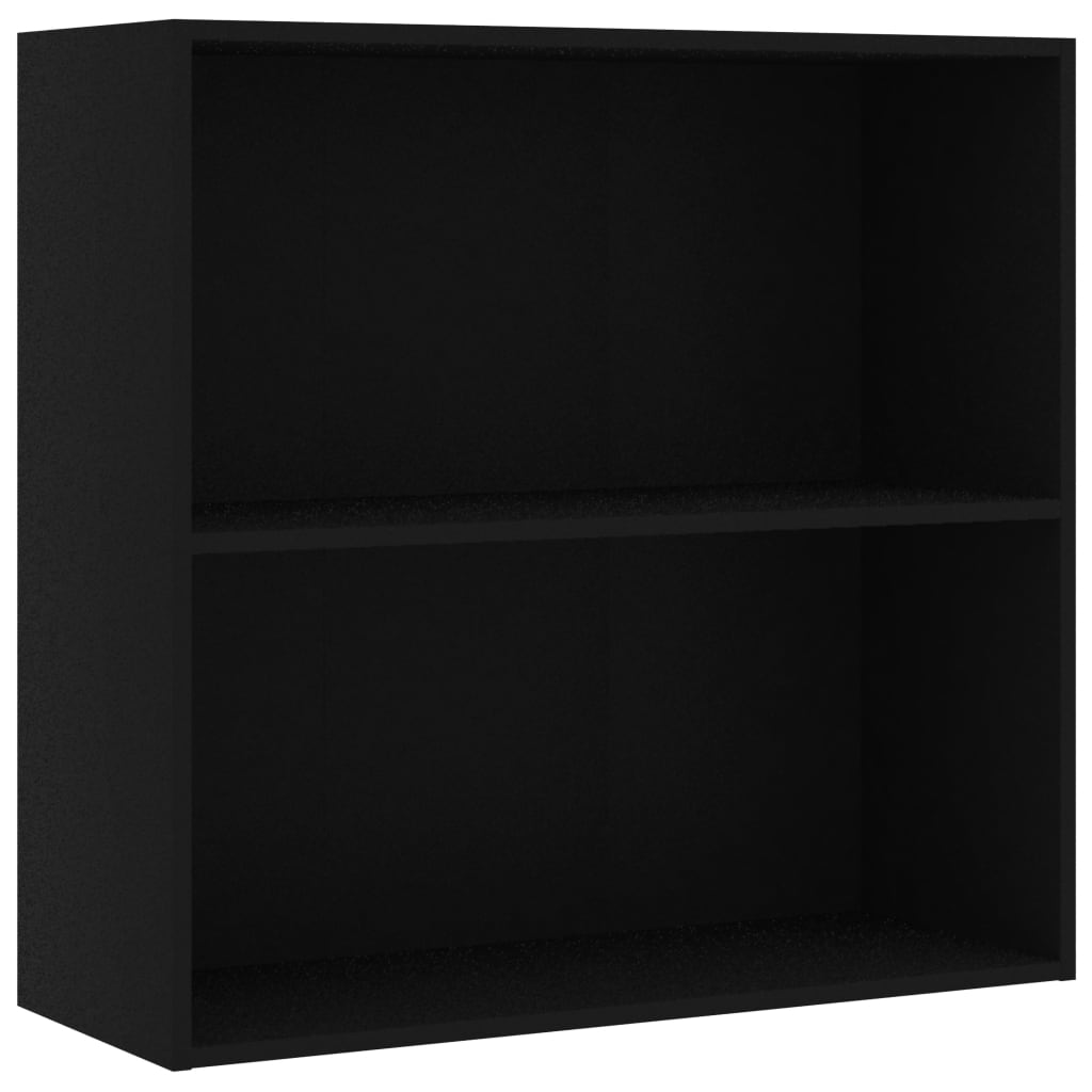 2-Tier Book Cabinet Black 80x30x76.5 cm Engineered Wood