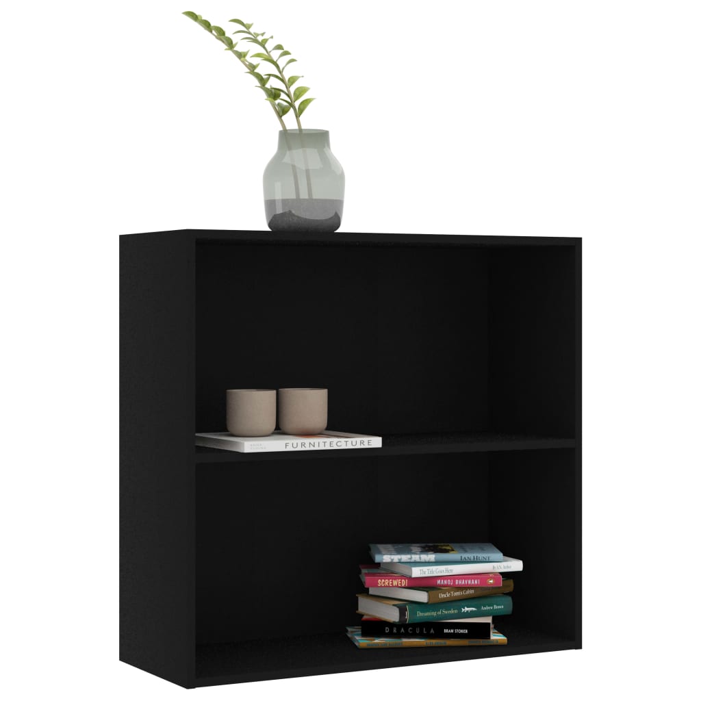 2-Tier Book Cabinet Black 80x30x76.5 cm Engineered Wood