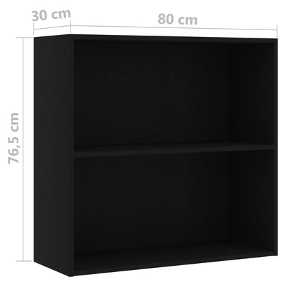 2-Tier Book Cabinet Black 80x30x76.5 cm Engineered Wood