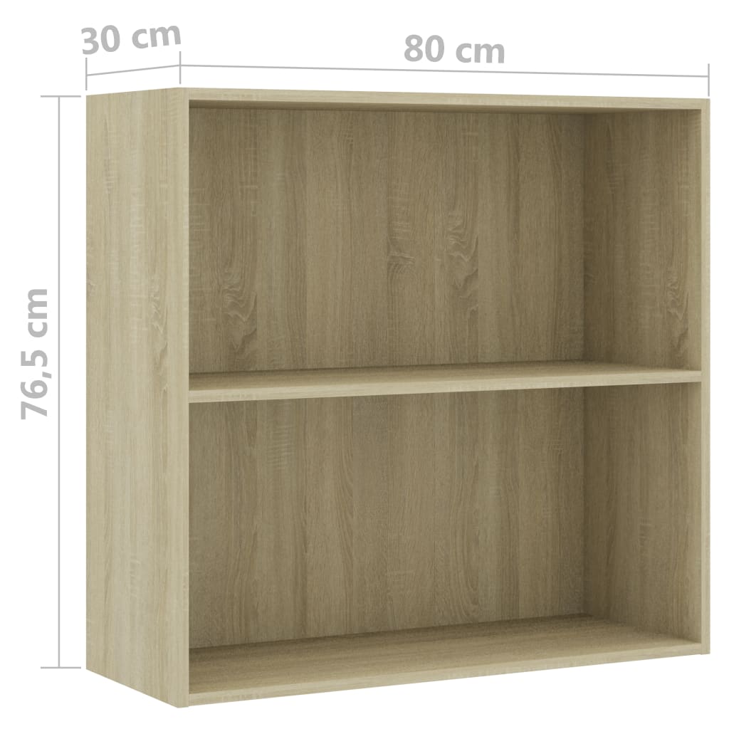 2-Tier Book Cabinet Sonoma Oak 80x30x76.5 cm Engineered Wood