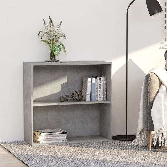 2-Tier Book Cabinet Concrete Grey 80x30x76.5 cm Engineered Wood