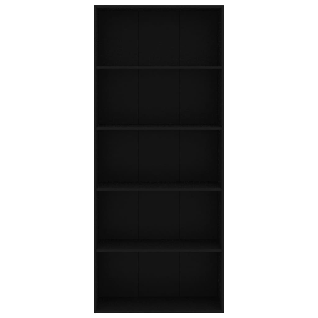 5-Tier Book Cabinet Black 80x30x189 cm Engineered Wood