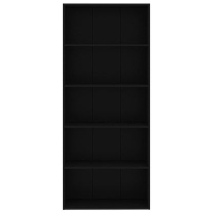 5-Tier Book Cabinet Black 80x30x189 cm Engineered Wood