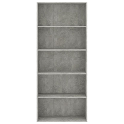 5-Tier Book Cabinet Concrete Grey 80x30x189 cm Engineered Wood