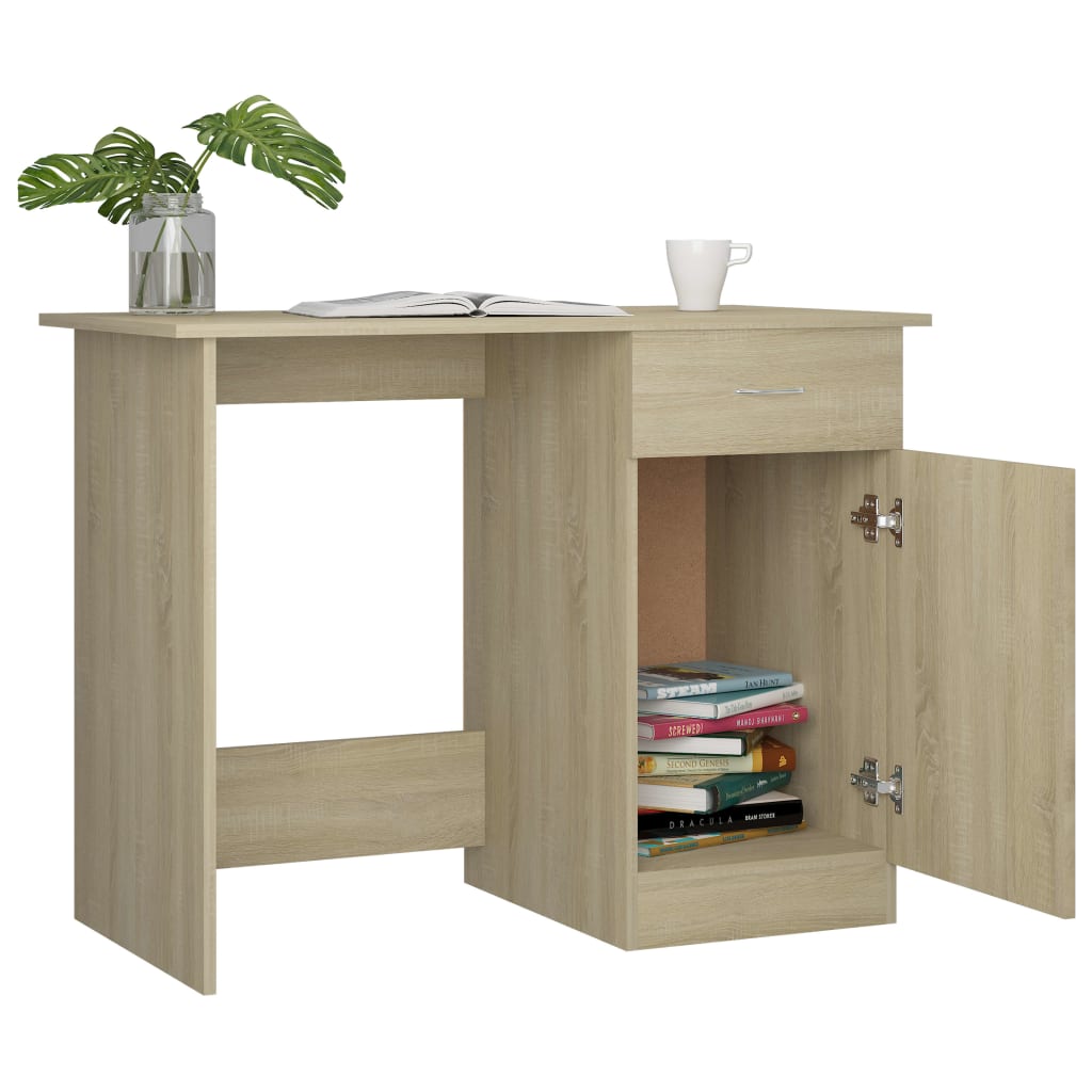 Desk Sonoma Oak 100x50x76 cm Engineered Wood