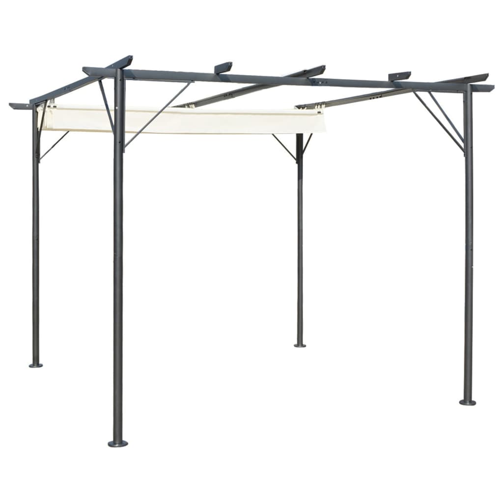 Pergola with Retractable Roof Cream White 3x3 m Steel