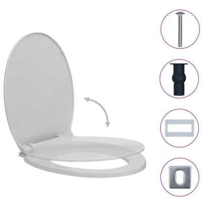 Soft-Close Toilet Seat Quick Release Light Grey Oval