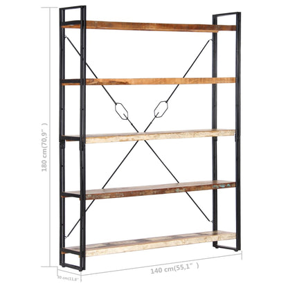 5-Tier Bookcase 140x30x180 cm Solid Reclaimed Wood