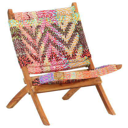 Folding Chindi Chair Multicolours Fabric