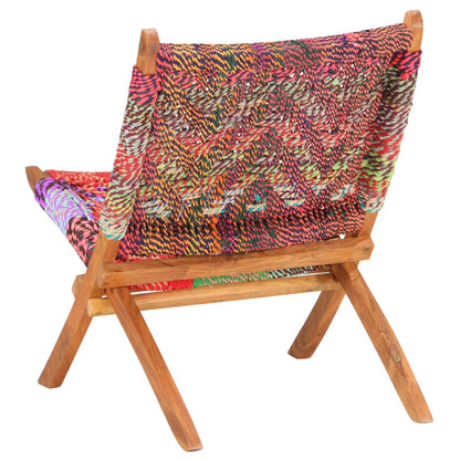 Folding Chindi Chair Multicolours Fabric