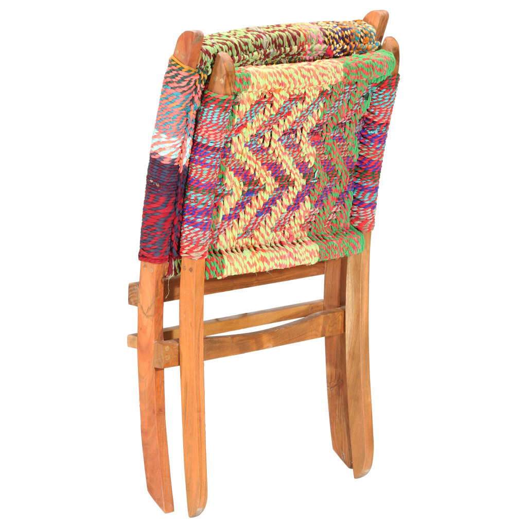 Folding Chindi Chair Multicolours Fabric