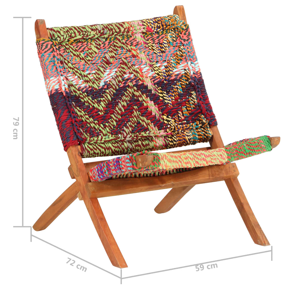 Folding Chindi Chair Multicolours Fabric