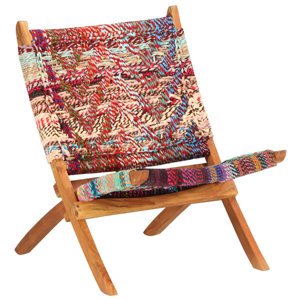 Folding Chindi Chair Multicolours Fabric