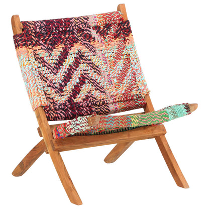 Folding Chindi Chair Multicolours Fabric