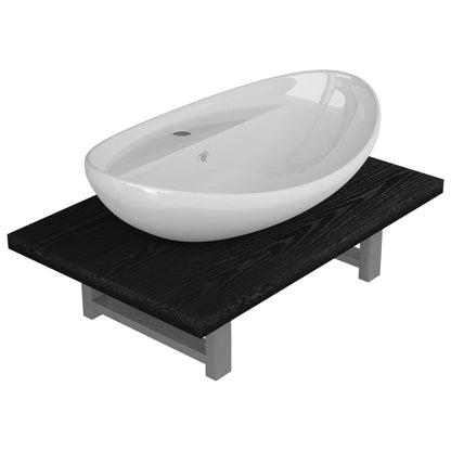 Two Piece Bathroom Furniture Set Ceramic Black