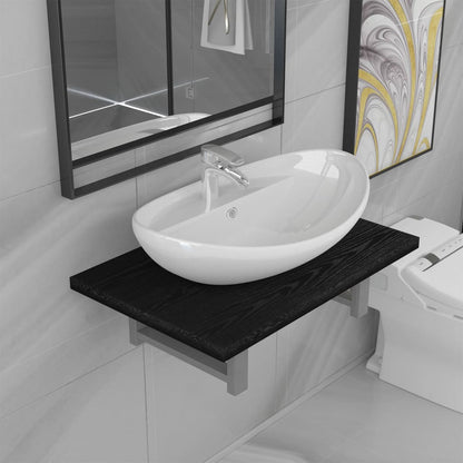 Two Piece Bathroom Furniture Set Ceramic Black