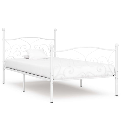 Bed Frame without Mattress with Slatted Base White Metal 90x200 cm