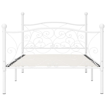 Bed Frame without Mattress with Slatted Base White Metal 90x200 cm