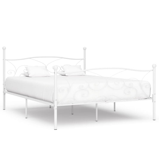 Bed Frame without Mattress with Slatted Base White Metal 180x200 cm Super King