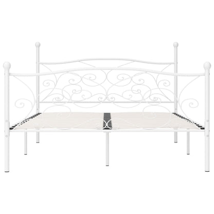 Bed Frame without Mattress with Slatted Base White Metal 180x200 cm Super King