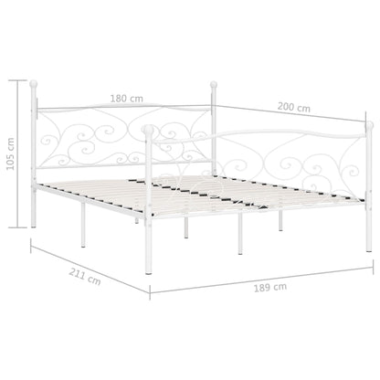 Bed Frame without Mattress with Slatted Base White Metal 180x200 cm Super King