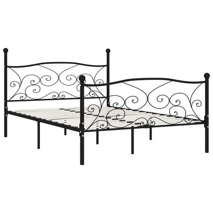 Bed Frame without Mattress with Slatted Base Black Metal 120x200 cm