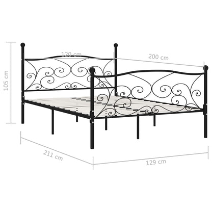 Bed Frame without Mattress with Slatted Base Black Metal 120x200 cm