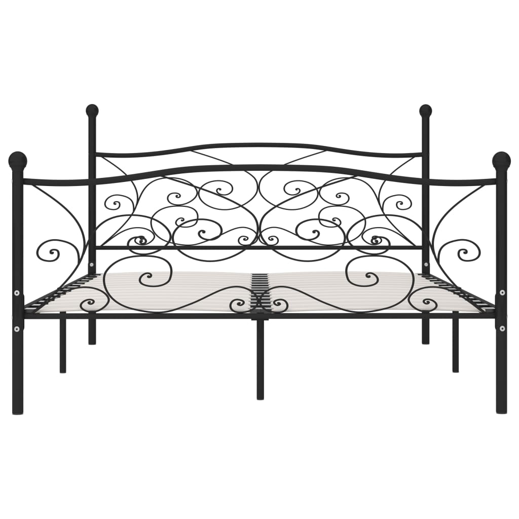 Bed Frame without Mattress with Slatted Base Black Metal 200x200 cm