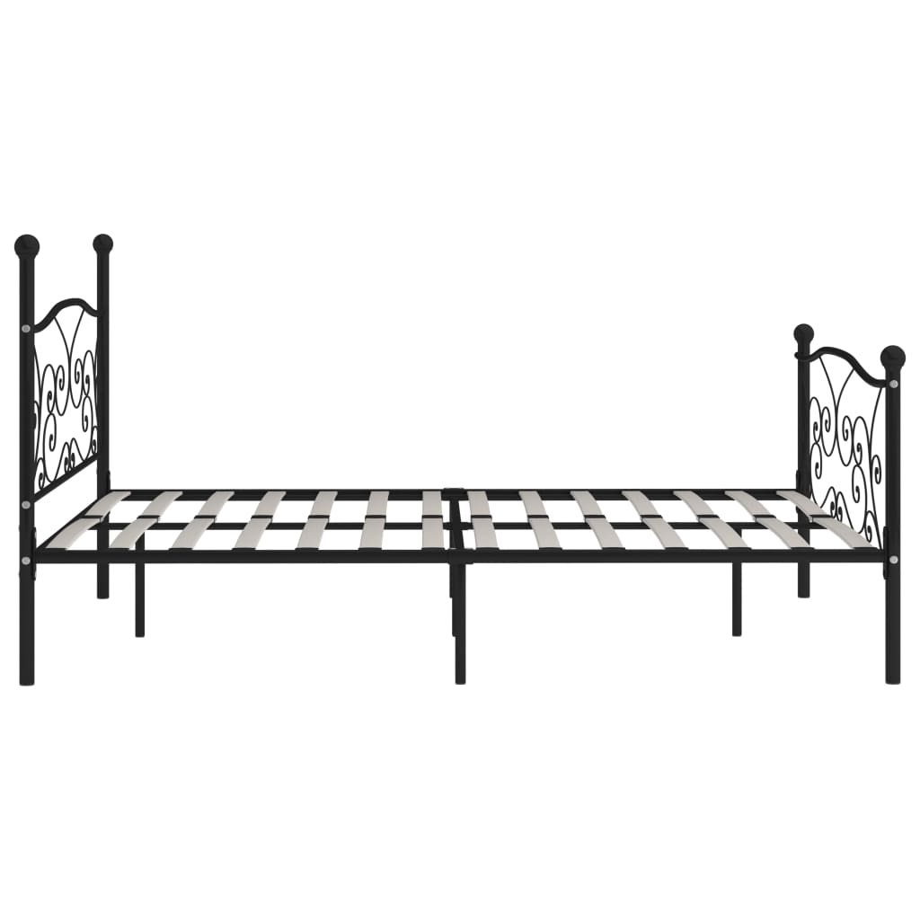 Bed Frame without Mattress with Slatted Base Black Metal 200x200 cm
